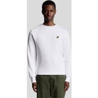 White Lyle & Scott men's cotton crew neck sweatshirt with small yellow eagle logo on chest.