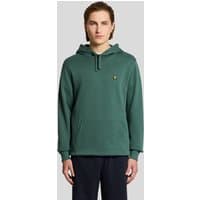 Green Lyle & Scott men's hoodie with loopback cotton, drawstring hood, kangaroo pocket, and embroidered logo on chest.