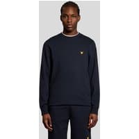 Navy Lyle & Scott men's lightweight sweatshirt with long sleeves and yellow logo on chest.