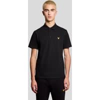 Black Lyle & Scott men's sports polo shirt with short sleeves and yellow eagle logo on chest.