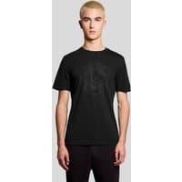 Black Lyle & Scott Men's T-shirt with subtle graphic logo on chest, short sleeves, and crew neckline.