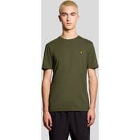 Green Lyle & Scott men's sports T-shirt with short sleeves and small yellow logo on chest.