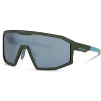 Madison Enigma sunglasses with matt olive frame, smoke mirror lenses, and angular design.