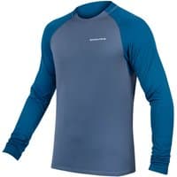 Men's SingleTrack Fleece in Ensign Blue with long sleeves, crew neck, and contrasting blue raglan sleeves by Endura.