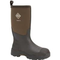 Brown Muck Boot Derwent II men's wellies, UK 10, with black rubber sole and pull tab.