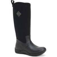 Black Muck Boots Arctic Adventure Wellington, tall pull-on design, rubber sole, neoprene upper, UK size 8.