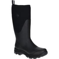 Black Muck Boots Outpost men's tall boots, UK 7, with rugged sole and pull tab.