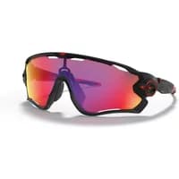 Black Oakley Jawbreaker sunglasses with Prizm Road lenses, wraparound style, and adjustable nose pads.