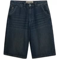 Oversized dark blue denim shorts by Superdry with front pockets and belt loops.
