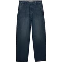 Oversized dark blue jeans by Superdry with wide legs and subtle fading on the thighs.
