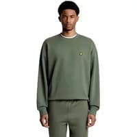 Olive green oversized sweatshirt by Lyle & Scott with crew neck and embroidered logo on chest.