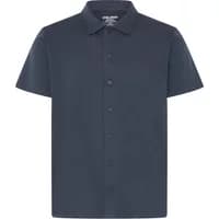 Navy blue Polo Blend Falken shirt with short sleeves, button-up front, and classic collar.