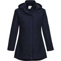 Navy Portwest Ladies Carla Softshell Jacket with hood, zip closure, and front pockets, size M.