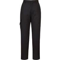 Black Portwest ladies combat trousers with multiple pockets and straight leg design.