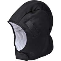 Black Portwest winter helmet liner with quilted interior and adjustable chin strap.
