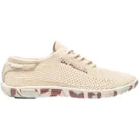 Beige recycled textile trainers with textured sole and lace-up design, TBS Jazaria for women.