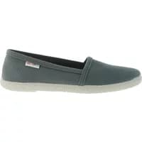 Gray Victoria espadrille slippers with soft fabric, white rubber sole, and subtle side logo tag.
