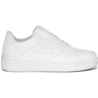 White Kappa Maserta sneakers with embossed logo, lace-up design, and textured sole.