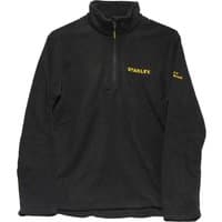 Black Stanley Gadsden Micro Fleece Pullover with quarter zip, yellow logo on chest and sleeve.