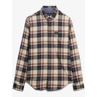 White and red plaid Superdry&Co cotton lumberjack shirt, button-up, long sleeves, chest pocket, XL size.