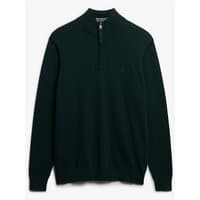 Enamel green cotton half zip jumper with ribbed cuffs and collar, medium size.
