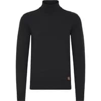 Black turtleneck sweater by Blend BHFibes with long sleeves and subtle logo patch near the hem.