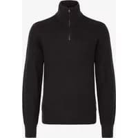 Black ribbed sweater with a high collar and quarter zip by Blend.