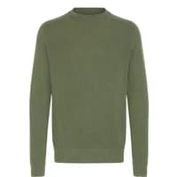 Olive green ribbed crew neck sweater by Casual Friday, long sleeves, soft knit fabric.