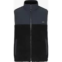 Black and gray zip-up sweatshirt vest by Blend Bhtorte with high collar and side pockets.