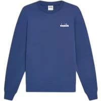 Blue Diadora sweatshirt with white logo on chest, ribbed cuffs and hem, crew neck design.