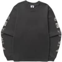 Black Service Works Bootleg sweatshirt with long sleeves and white graphic prints on the sleeves.