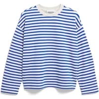 Blue and white striped sweatshirt by ARMEDANGELS with a crew neck and long sleeves.