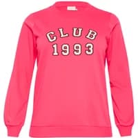 Pink KAFFE Curve Violi sweatshirt with "CLUB 1993" text in bold white letters on the front.