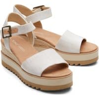 Natural TOMS Women's Diana Sandal with ankle strap, buckle closure, and platform sole with textured bottom.