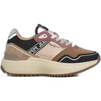Pepe Jeans Kimi Road trainers, multicolor with black, brown, and beige panels, chunky sole, and lace-up design.