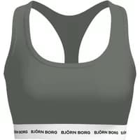 Gray Björn Borg women's training top with racerback and white logo band at the hem.