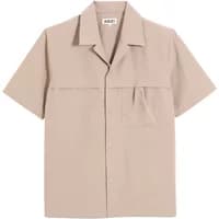Beige short-sleeve UV protection shirt by Aigle with a classic collar and chest pocket.