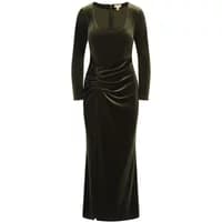 Black velvet bodycon maxi dress with long sleeves and ruched side detail by Balou.