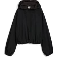 Black oversized half-zip waterproof jacket with hood and elastic cuffs by Puma.