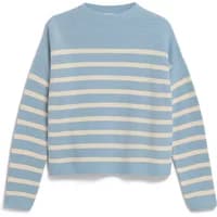 Blue and white striped sweater by ARMEDANGELS, long sleeves, crew neck, casual fit.