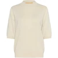 Cream-colored CULTURE Fay women's sweater with short sleeves, ribbed neckline, and relaxed fit.