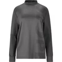 Gray Slope Riggs women's sweater with high collar and subtle geometric pattern on front.
