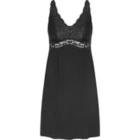 Black Triumph nightgown with lace trim, V-neck, and empire waist.