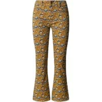 High-waisted flared trousers with yellow floral pattern, side pockets, and button closure by Pepe Jeans Fredja.
