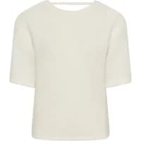 Cream-colored women’s strappy jumper by Kaffe with short sleeves and a round neckline.