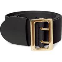 Black Ichi Lexandra women's belt with a rectangular gold buckle and smooth finish.