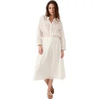 White Artlove Nayelle women's blouse with long sleeves, button-up front, and relaxed fit.