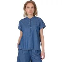 Blue Ragwear Coraliana women's blouse with short sleeves, buttoned placket, and relaxed fit.