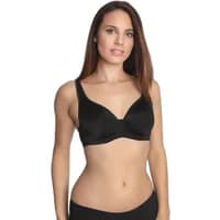 Black Sassa Basic Control women's bra with wide straps and smooth cups, worn by a model.