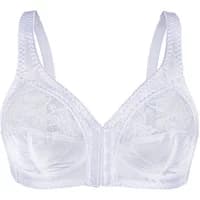 White Sassa Basic Control women's bra with lace detailing and wide straps, front closure design, pack of two.